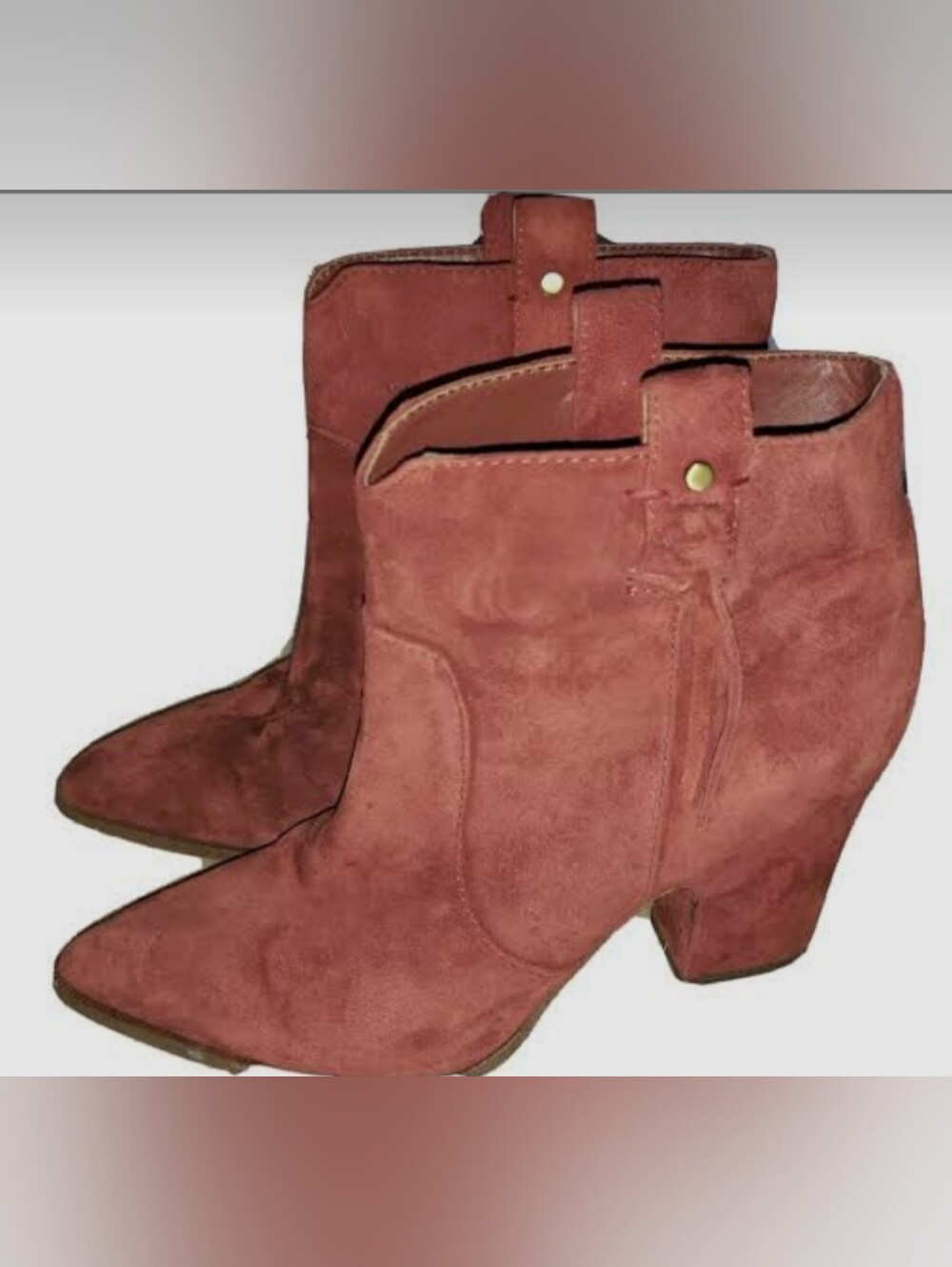 Sam Edelman NIOMI SUEDE WESTERN BOOTIE/Paprika Red Womens Sz 9 Like New
